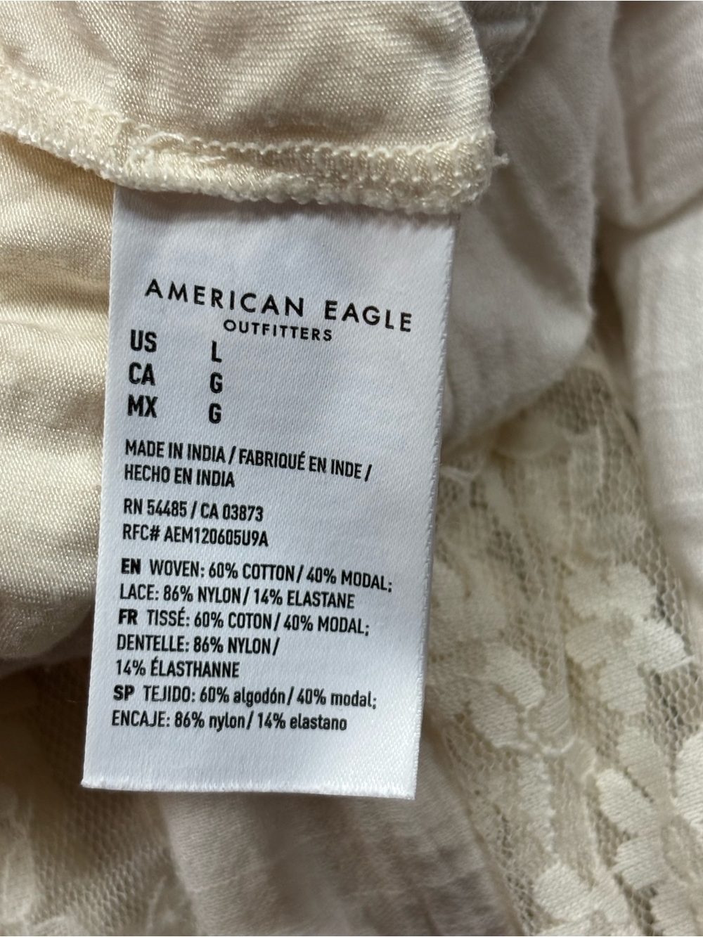 American Eagle Outfitters Cream Lace-Panel Maxi Skirt - Picture 4 of 6